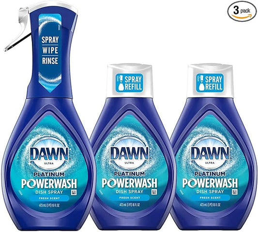 Dawn Powerwash Starter Kits, Dish Spray, Dish Detergent, Fresh Scent Bundle, Spray Bottle, 2 Refills…