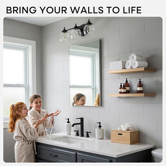 Homeforia 16 inch Natural Floating Shelf, High End Solid Real Wood 16inch Small Floating Shelves for Wall Mounted, Natural Wooden Floating Shelves, Heavy Duty Bracket, 16 X 6.5 X 1.75 in, Set of 4