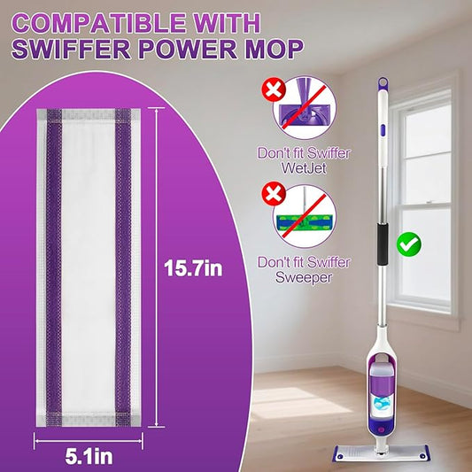 20 Count Disposable Mop Pad Refills for Swiffer Power Mop,Includes 10 Ultra-fine Fiber Mop Pads and 10 Super Absorbent Mop Pads,Compatible with Swiffer Power Mop,Replacement Mop Pad for Floor Cleaning