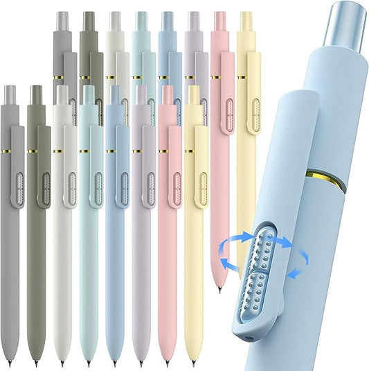 16 Pcs Gel Ink Pens, 0.7mm Fine Point for Smooth Writing Journaling Aesthetic Pens, Black Quick-Dry Long Lasting Fidge Pens, Cute School Office Supplies Gifts for Women (Morandi-Black Ink)