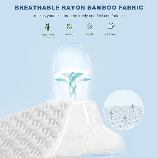 GRT Waterproof Mattress Protector King, Rayon Bamboo Mattress Protector Cooling Breathable, 3D Air Fabric Soft Mattress Cover with 6-26 inches Deep Pocket, Mattress Pad Machine Washable
