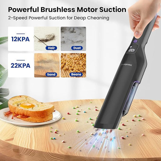 Handheld Vacuum Cordless, 24Kpa Car Vacuum with Brushless Motor, Charging Dock, Rechargeable, 1.5lbs Portable Handheld Vacuum with 2-Speed for Home/Car/Pet (Purple)
