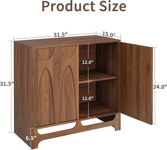 Sideboard Buffet Cabinet with Storage Set of 2, 63” Mid Century Modern Storage Cabinet with Adjustable Shelf and 4 Doors for Dining Room, Living Room,Entry