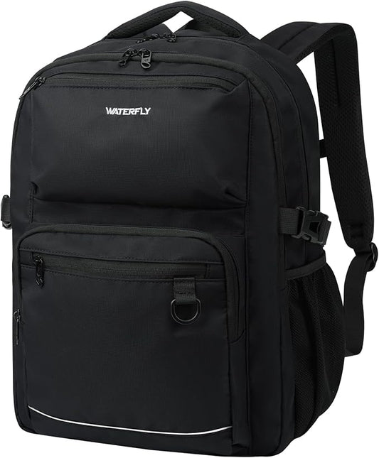 WATERFLY Travel Laptop School Backpack: College Middle School Bookbag for Women Men, TSA Friendly Business Work Casual Daypack with 15.6" Computer Compartment, Anti Theft Water Resistant Commuter Bag