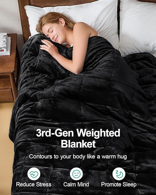 Super Fuzzy Soft Sherpa Fleece Weighted Blanket, 12 lbs Dual Sided Fluffy Heavy Weighted Blankets for Adults - No Bunching with Double Layers of Soft Inner Lining (48"x 72", 12 Pounds)