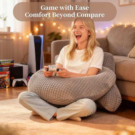 Reading Pillow for Bed,U Shaped & Back Support Pillow for Bed,19" Backrest with Lumbar & Arm Support,Comfy Flannel Fabric,Lap Pillow for Gaming/Reading/Watching TV,Gray