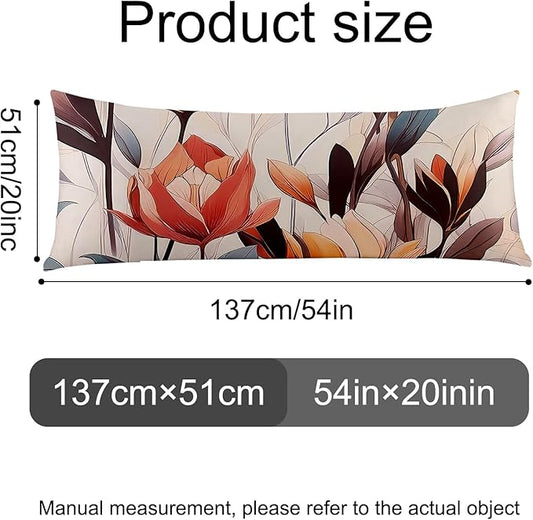 Microfiber Body Pillow Cover with Hidden Zipper,Comfortable Fabric,Floral Print Pattern Body Pillow Case,Lightweight and Breathable,The Size is 20 "X 54"(Tulip-18)