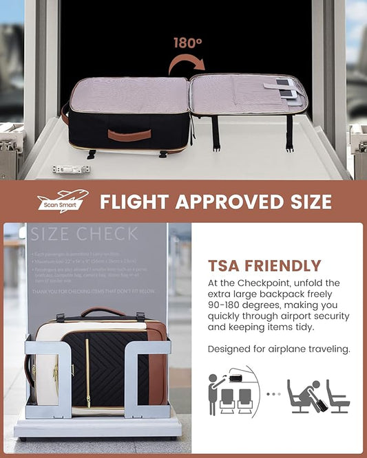 LOVEVOOK Large Travel Backpack for Women, TSA Carry on Backpack for Airplanes, 50L Personal Item Travel Bag for Women fits 17" Laptop,Waterproof Carry on Bag Airplane Approved with 3 Packing Cubes