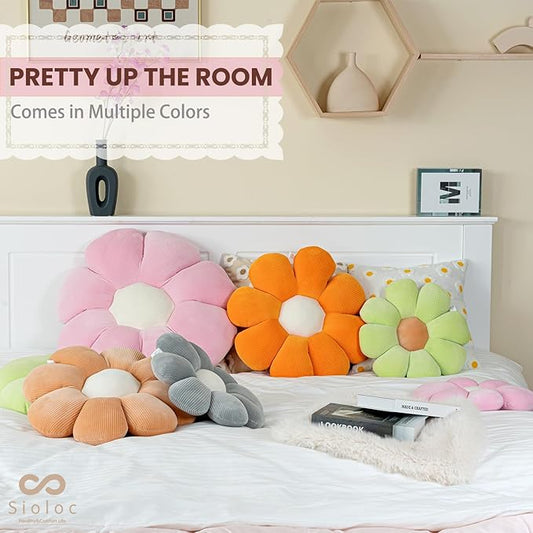 sioloc Flower Pillow,Flower Shaped Throw Pillow Butt Cushion Floor Pillow,Seating Cushion,Cute Room Decor & Plush for Bedroom Sofa Chair(Blush,23.6'')