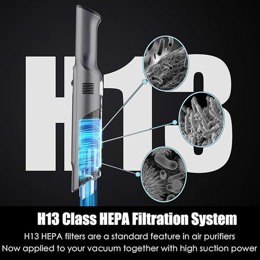 Handheld Vacuum Cordless, Lightweight 1.4lb with Powerful Suction, Charging Dock, Single Touch Empty and Detachable Dust Cup (Frosted Silver)