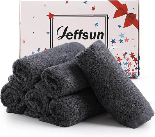 Face Towels 6 Pack, 13x13 inch Extra Large Grey Wash Cloths on Sensitive Skin, Super Soft and Gentle Bath Washcloths for Face and Body, Easy to Rinse Fast Dry Makeup Remover Eraser Face Cloths