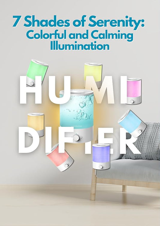 MEGAWISE 2 pack 3.5L Ultrasonic Cool Mist Humidifier – Top-Fill, Essential Oil Diffuser, Quiet Operation, Night Light, Auto Shut-Off for Home & Office (2)