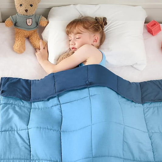 yescool Blue Weighted Blanket 7 Pounds Cooling Weighted Lap Blanket, Heavy Blankets for Sleeping, Weighted Throw Blanket Gift for 60-80lbs, 40"x60"