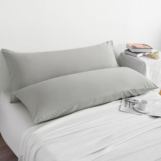 NTBAY Body Pillowcase Set of 2, 20x54 inches, Light Grey, Soft, Wrinkle, Fade Resistant, Envelope Closure, Microfiber, 2 Pieces