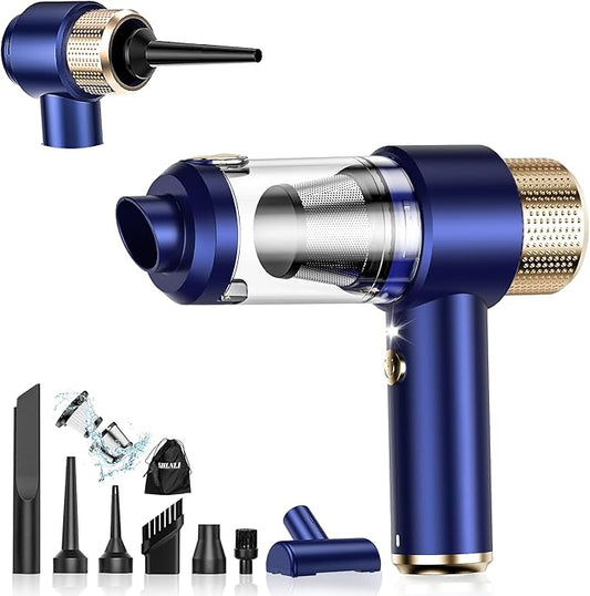 Mini Vacuum Cleaner, 15000PA Car Vacuum Cleaner Portable Cordless with LED Light, 4 in 1 Air Duster and Handheld Small Vacuum Rechargeable for Car, Home, Office, Pet(Blue)