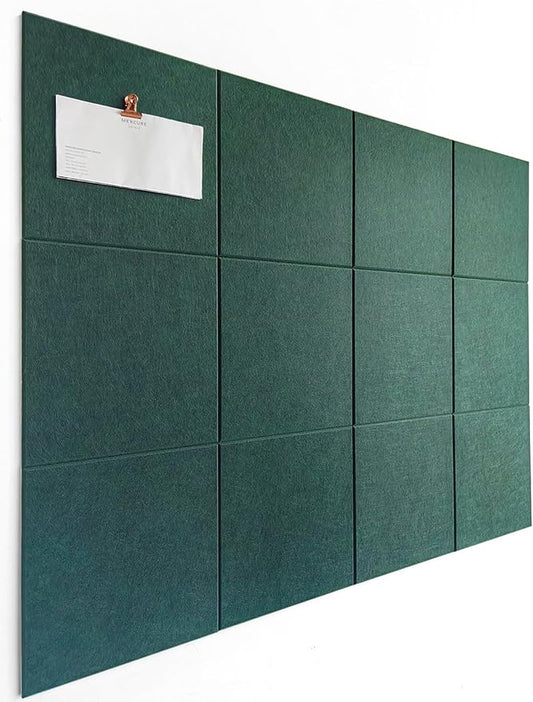 Green Bulletin Board | Large Cork Boards Alternative for Walls | Felt Cork Board for Office, Home & Classroom | Green Office Classroom Supplies | Felt Wall Tiles (12-Pack) | Aurora Green