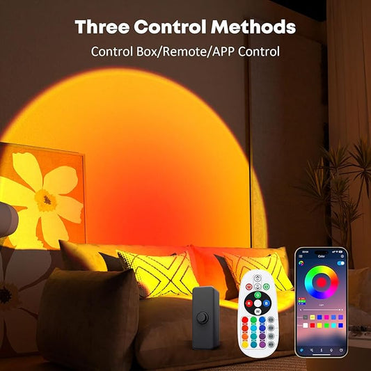 Sunset Lamp Projection Led Lights with APP, 16 Colors Night Light 360° Rotation Rainbow Lights 4 Modes Setting for Photography/Selfie/Party/Home/Living Room/Bedroom Decor, Gifts for Women.