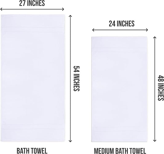 Utopia Towels 6 Pack Bath Towel Set (27 x 54 Inches), 500 GSM 100% Ring Spun Cotton Medium Lightweight and Highly Absorbent Quick Drying, Premium Towels for Hotel, Spa and Bathroom (White)