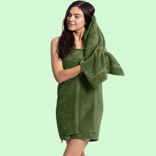 Chakir Turkish Linens 100% Cotton Premium Turkish Towels for Bathroom | 27'' x 54'' (4-Piece Bath Towels - Moss)