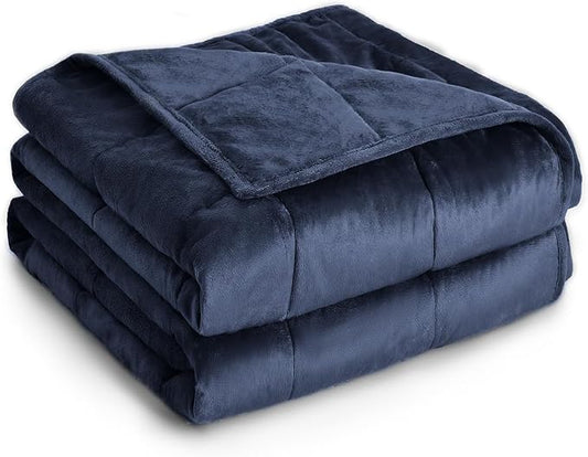 Topblan Weighted Blanket Twin Size 15lbs, Adult Weighted Blankets with Soft Warm Fabric for Sleeping and Calming, Adult Heavy Blanket for Sofa Bed, Navy Blue, 48 x 72 inches
