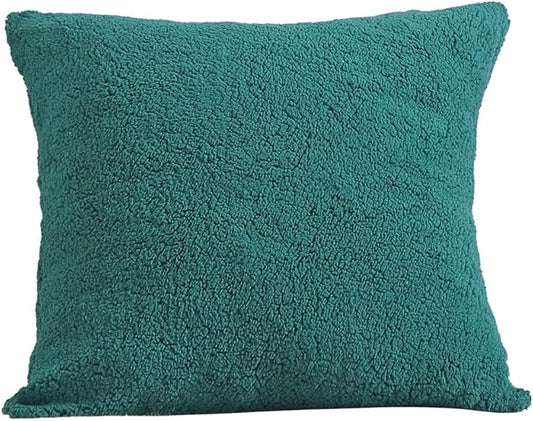 Reafort Ultra Soft Sherpa Euro Sham Pillow Case 26"x26" Replacement with Zipper Closure (Evergreen, 26"x26" Euro Sham)