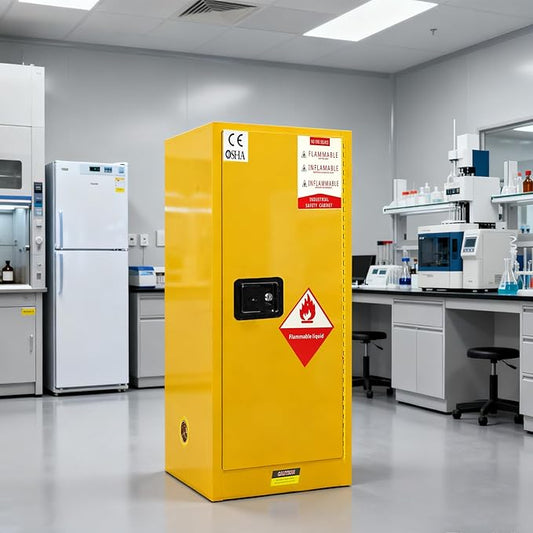 35" x 21" x 21"Flammable Safety Cabinet, 30 Gallon Fire Resistant Chemical Storage Cabinet with Adjustable Shelves for Industrial, Commercial, and Home Use,Yellow