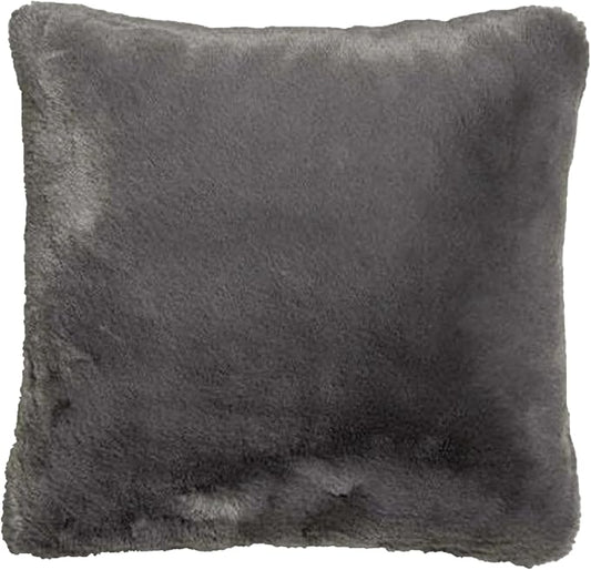 UnHide Squish - Faux Fur Pillow - Extra Soft Throw Pillow - Square Shaped Pillow, Polyester Fill - Machine Washable - Perfect for Living Room, Bedroom, or Guest Room - 20” x 20” - Charcoal Charlie