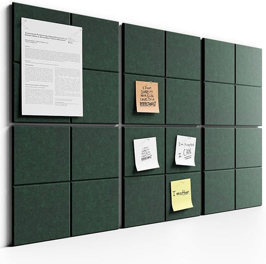 Bumusty Large Felt Bulletin Board 48" x 36" Cork Board Alternative - 6 Pack with 40 Safe Removable Adhesive Tabs, Cork Boards for Walls Cork Board for Home Office Classroom Pin Board (Aurora Green)