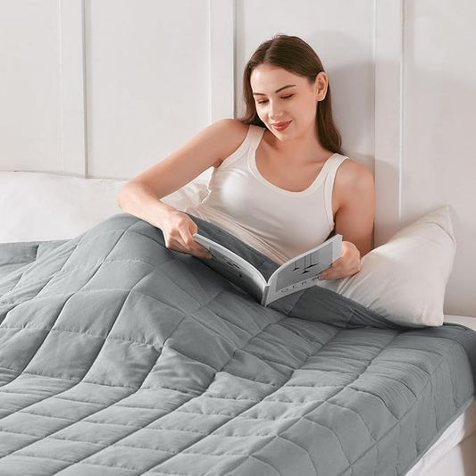 Topblan Weighted Blanket Queen Size 15lbs, Soft Cooling Weighted Blanket for Adults, Breathable Heavy Microfiber with Glass Beads Warm Blanket for Sofa Bed All Season, 60 x 80 inches, Grey
