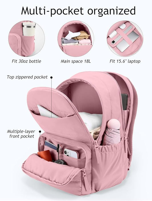 Travel Backpack for Women, 15.6 Inch College Laptop Backpack, Water Resistant Work Backpacks, Cute Quilted Bookbag