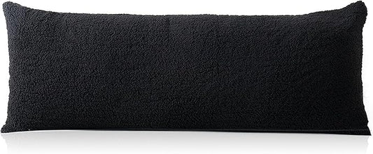 Reafort Ultra Soft Sherpa Body Pillow Cover/Case with Zipper Closure 21"x54" (21"x54" Body Pillow Cover, Black)