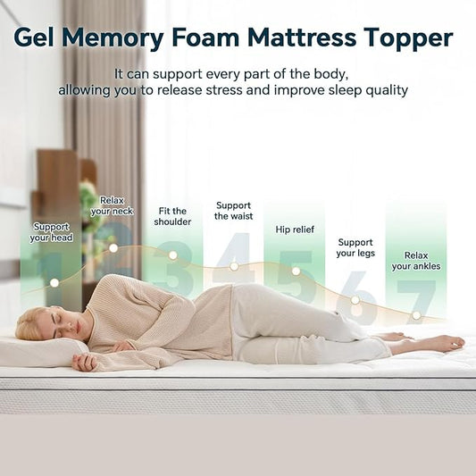 Firm Memory Foam Mattress Topper Twin XL Size - Dual Layer 3 Inch Cooling Gel Memory Pad and 1 Inch Pillow Top Mattress Cover for Back Pain - 39" x 80" x 4"