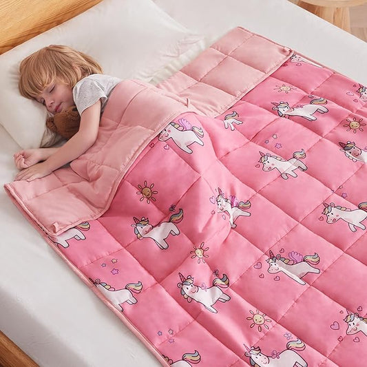 anfie Weighted Blanket Kids(36"x48" 3lbs) Weighted Blanket Cooling Blanket for Sleeping,Throw Size Breathable Blanket with Premium Glass Bead(Little Unicorn)