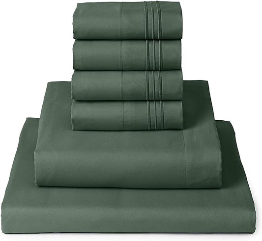 Mellanni King Sheet Set - 6-Piece Iconic Collection Bedding, (Including 4 Pillowcases), 16-Inch Deep Pocket, Easy Care, Extra Soft, Cooling Sheets, Brushed Microfiber - Emerald Green