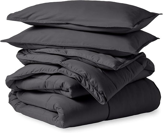 Bare Home Comforter Set - Oversized Queen Size - Ultra-Soft - Goose Down Alternative - Premium 1800 Series - All Season Warmth (Oversized Queen, Forged Iron Grey)