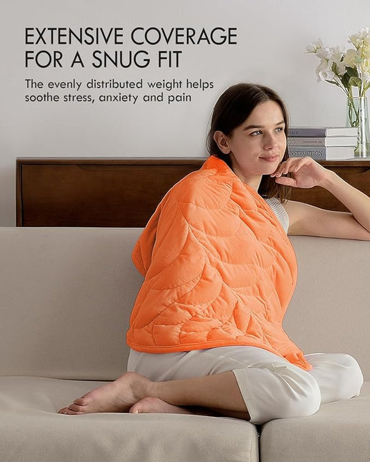 Kaisa Weighted Lap Blanket 5 lbs 23" x 29", Cozy Luxury Crystal Velvet Small Weighted Blanket for Adults, Portable Travel Weighted Blanket for Relaxation, All-Season Blanket, Machine Washable, Orange