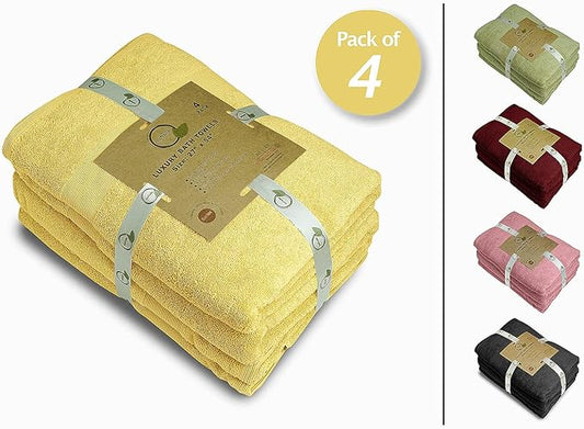 Softolle Luxury Bath Towels Set of 4 (27” x 54”) | Towels for Bathroom | Super Soft | Highly Absorbent Towels for Home, Spa, Gym (Yellow)