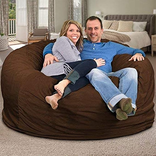 ULTIMATE SACK 6000 6-Foot Bean Bag Chair, Brown Suede Cover – Oversized Foam Lounger, Floor Seat, Small Sofa, or Couch Bed for Living Area, Gaming Room, or Reading Lounge