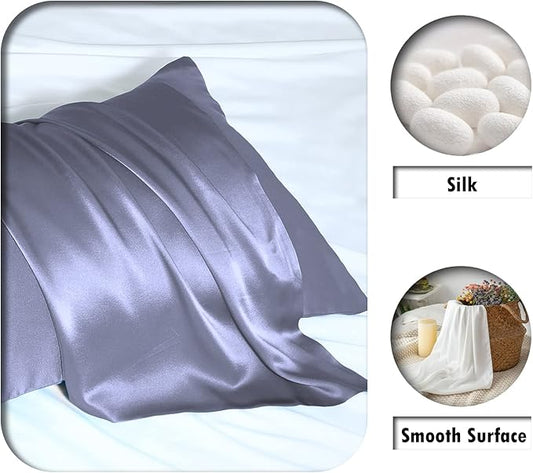 Silk Pillowcase for Hair and Skin,Soft,Breathable and Sliky 100% Queen Silk Pillow Case Set of 2,Both Sides Natural Mulberry Silk Pillowcases with Hidden Zipper(Queen Size 20"X 30",2pcs)