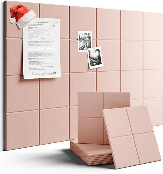 Large Felt Bulletin Board 36" x 24"Cork Board Alternative-6 Pack with 40 Safe Removable Adhesive Tabs, Cork Boards for Walls Cork Board for Home Office Classroom Pin Board-Coral
