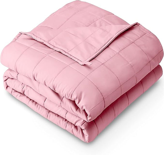 Bare Home Weighted Blanket Queen Size 20lb (60" x 80") for Adults - All-Natural 100% Cotton - Premium Heavy Blanket Nontoxic Glass Beads (Light Pink, 60"x80")