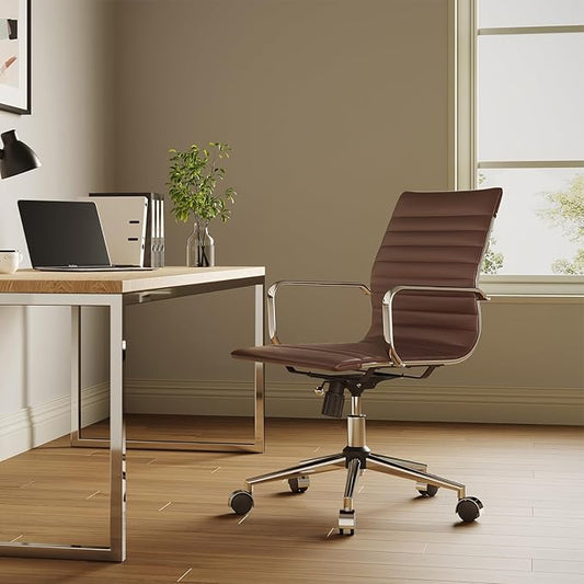 Chair, Desk Computer Chair ,with Armrests ,Ergonomic Office Chair for Home and Office, 17.32 x 22.83 x 35.43 inches, Multiple Colors (Brown)