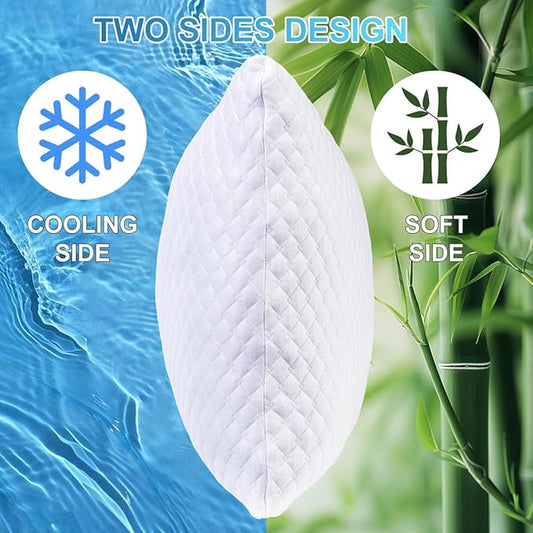 NTCOCO Cooling Bed Pillows Queen Size for Sleeping Shredded Memory Foam Bed Pillows Adjustable Gel for Side Stomach Back Sleepers Washable Removable Cover