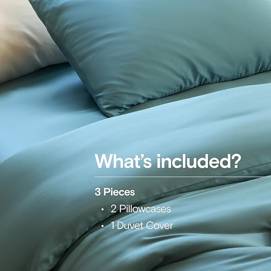DOZ Duvet Cover Set, 100% Viscose derived from Bamboo, Organically Grown, Buttery Soft, Cooling Duvet Covers, High GSM, 1 Duvet Cover and 2 Pillowcases, 106"x90" (Teal, King/Cal King)