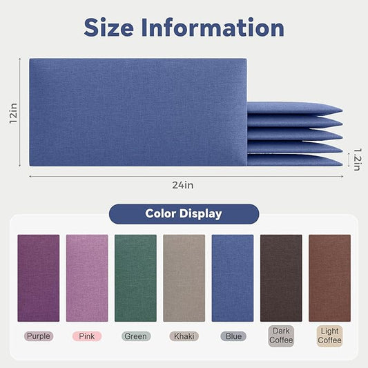 12-Piece Light Blue Linen Upholstered Headboard King Size, Wall Mounted Panels Set, Coastal Fabric Headboard & Wall Decor for Master Bedroom