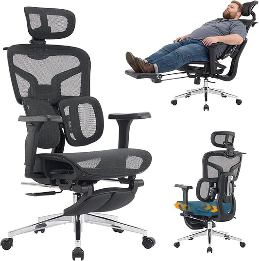 Ergonomic Office Chair, Gaming Chair, Office Chair, Mesh Gaming Chair, 880LBS, 5-Level Backrest Height & 4D Flip-Up Arms for Office, Home & Gaming Desk
