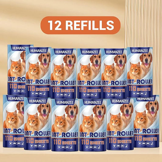 Extra Sticky Lint Roller Refills Only,1320 Easy-Tear Sheets for Mega Value Set 1.5 inches for Pet Hair Removal, Dog and Cat Lint Remover (12 Pack Refills)