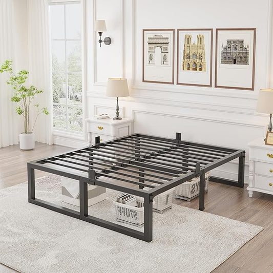 16 inch King Bed Frame,3500 lbs Heavy Duty Metal Platform,Steel Slats Support/No Box Spring Needed/Noise Free/Non-Slip/Easy Assembly