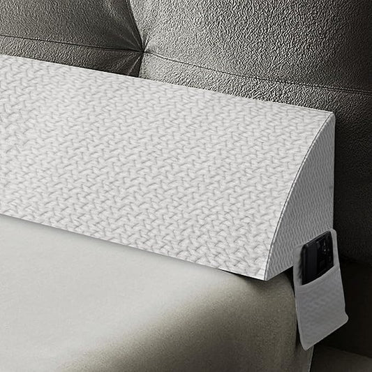 Bed Wedge Pillow for Headboard Gap Bed Mattress Gap Filler (0-8") Between Headboard/Wall and Mattress White Queen Size Foam Support Triangle Bloster Pillow Stoppers with 2 Pockets
