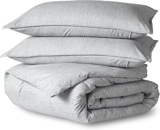 Bare Home Bedding Duvet Cover Queen Size - Premium 1800 Super Soft Collection - Lightweight, Duvet Cover - Soft Textured Bedding (Queen, Heathered Pewter)